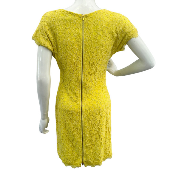 Diane Von Furstenberg Wanda Mini Yellow Lace Dress Size 6 - Picture 6 of 12